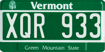 VT license plate XQR933