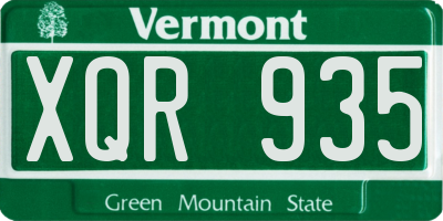 VT license plate XQR935