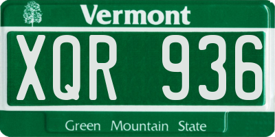 VT license plate XQR936