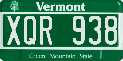 VT license plate XQR938