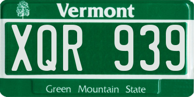 VT license plate XQR939