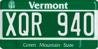 VT license plate XQR940