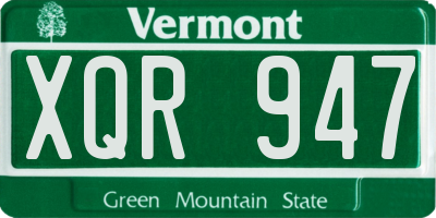 VT license plate XQR947