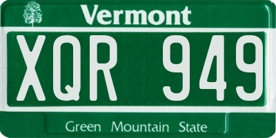 VT license plate XQR949