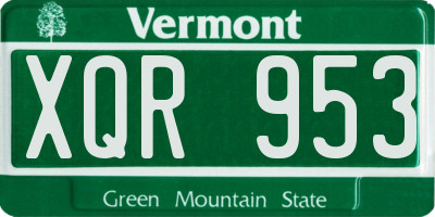 VT license plate XQR953
