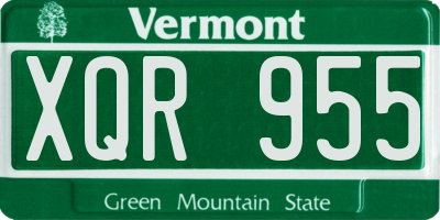 VT license plate XQR955