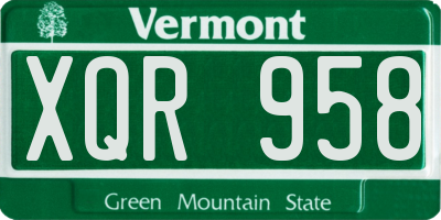 VT license plate XQR958