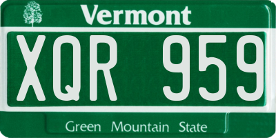 VT license plate XQR959