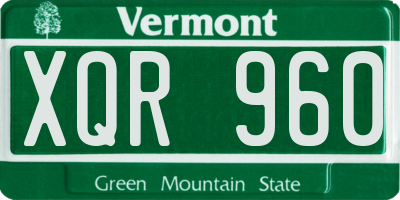 VT license plate XQR960