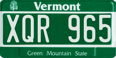 VT license plate XQR965
