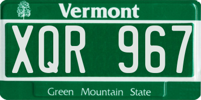 VT license plate XQR967