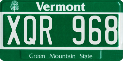 VT license plate XQR968