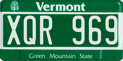 VT license plate XQR969