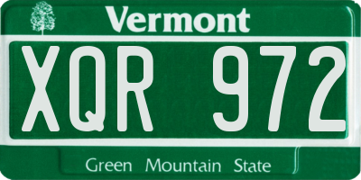 VT license plate XQR972
