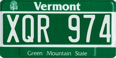 VT license plate XQR974