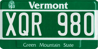 VT license plate XQR980
