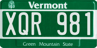 VT license plate XQR981
