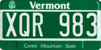 VT license plate XQR983