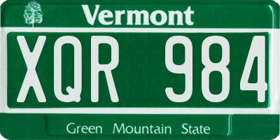 VT license plate XQR984