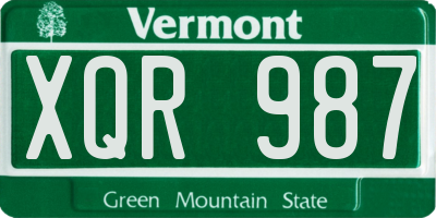 VT license plate XQR987