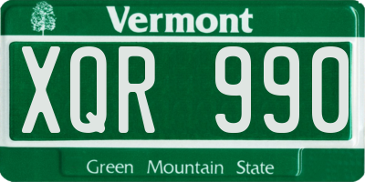 VT license plate XQR990