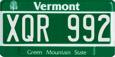 VT license plate XQR992
