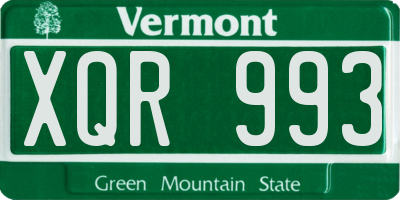 VT license plate XQR993