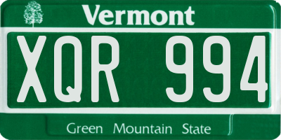 VT license plate XQR994