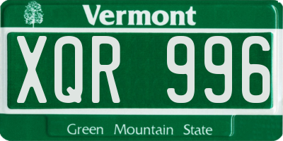 VT license plate XQR996
