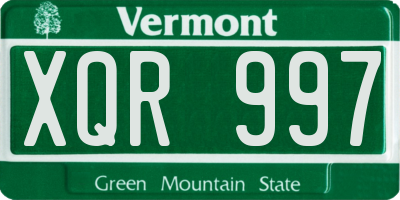 VT license plate XQR997