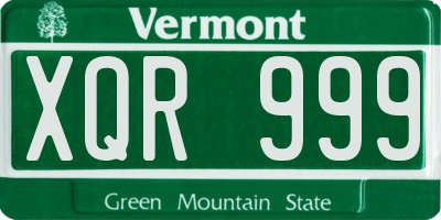 VT license plate XQR999