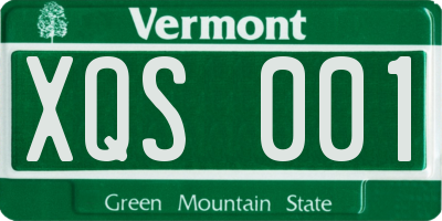 VT license plate XQS001