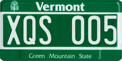 VT license plate XQS005