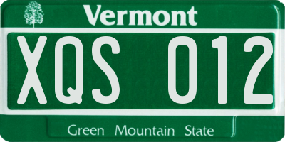 VT license plate XQS012