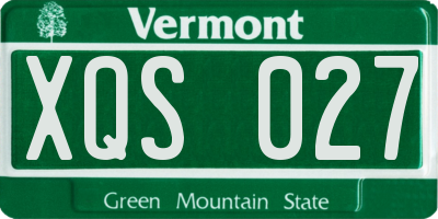 VT license plate XQS027