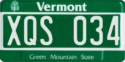 VT license plate XQS034