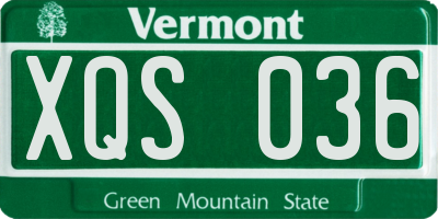 VT license plate XQS036