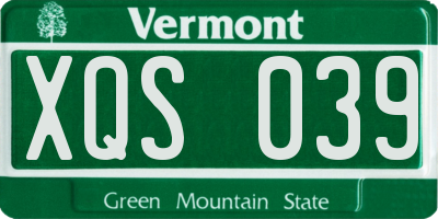 VT license plate XQS039