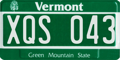 VT license plate XQS043