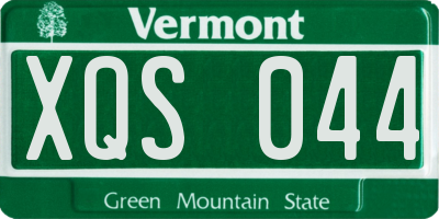VT license plate XQS044