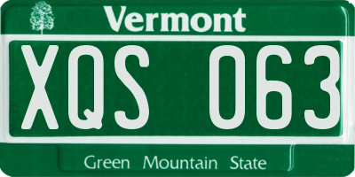 VT license plate XQS063