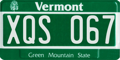 VT license plate XQS067