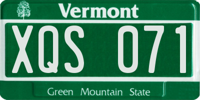 VT license plate XQS071