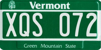 VT license plate XQS072