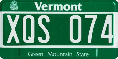 VT license plate XQS074