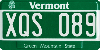 VT license plate XQS089