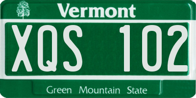 VT license plate XQS102