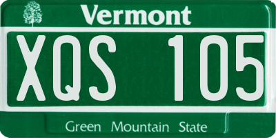 VT license plate XQS105