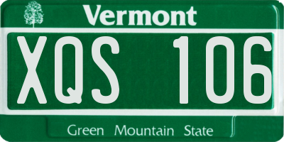 VT license plate XQS106