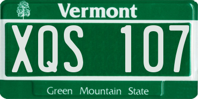 VT license plate XQS107